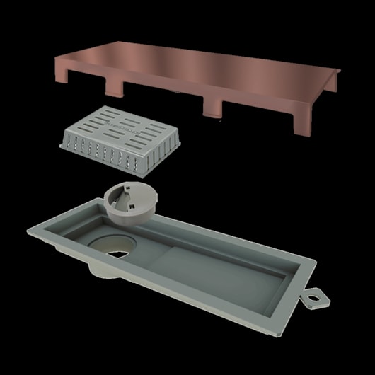 Ralo Linear Tiny Base PVC Tampa Inox Rosé Gold Linear Acessórios 25cm  - Imagem principal - 5673da2c-66bf-4de3-8686-2d14bd45a6aa