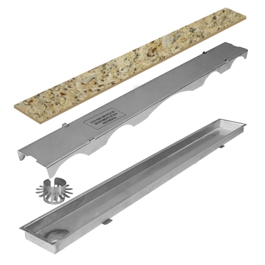 Ralo Oculto Linear Inox Com Saída Central Mozaik 60cm - Imagem principal - 61bffd75-80b3-46e5-b895-9f37452eb64f