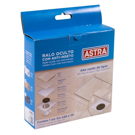 Ralo Oculto Quadrado Universal Astra 15x15cm - Imagem principal - 717e9e00-3e11-4eef-8a3b-7a1f0a1ca669
