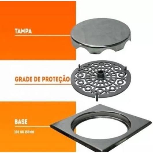 Ralo Quadrado Elegance 12,5x12,5cm Polido Mozaik - Imagem principal - e10d9707-208f-4adb-81f6-48271c760db2