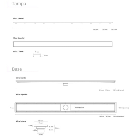 Ralo Royal Tampa Inox Com Saída Extremidade Linear 90cm - Imagem principal - a3c51347-6bbd-4a6e-88f0-ef5582415d58