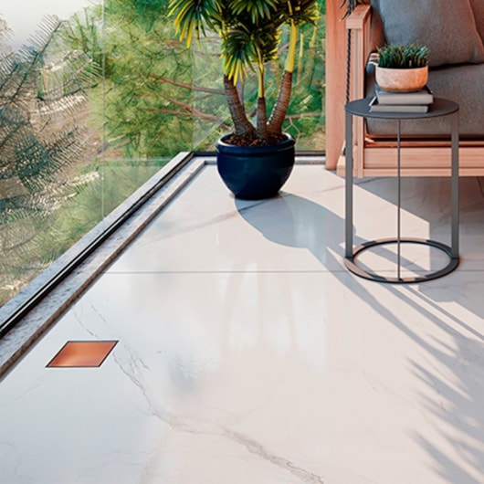 Ralo Square Elleve Tampa Rose Gold Linear 15x15cm - Imagem principal - 7ef4e313-a703-45c4-94db-e1b0a73681b1