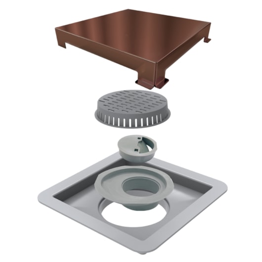 Ralo Square Elleve Tampa Rose Gold Linear 15x15cm - Imagem principal - 530a172d-213a-43cb-a370-693e483296ef