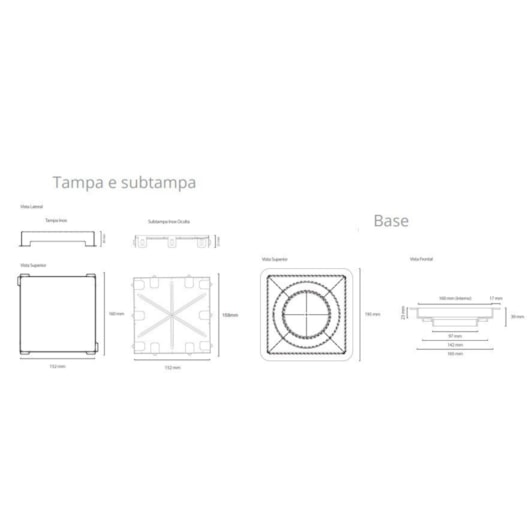 Ralo Square Tampa Gold Linear Acessórios 15x15 cm  - Imagem principal - 62e02085-72cf-41b6-9f07-175ad5195f1f