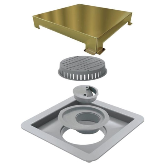 Ralo Square Tampa Gold Linear Acessórios 15x15 cm  - Imagem principal - 18d0a2ee-f963-42eb-9591-545b1f7a8163