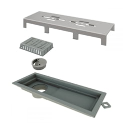 Ralo Tiny Pvc 25cm Com Tampa Inox Escovado Vazado Linear