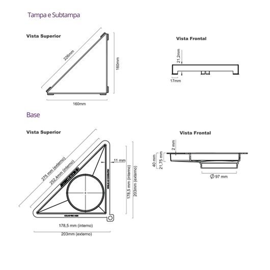 Ralo Triangular Vertex Tampa Inox Escovada Linear Acessórios - Imagem principal - cd82b3e3-981a-496e-bbb9-23b89e58bef6