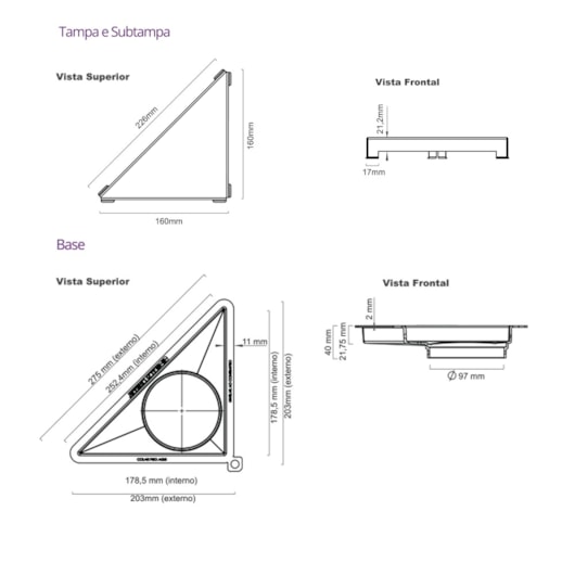 Ralo Triangular Vertex Tampa Inox Escovada Linear Acessórios - Imagem principal - 4ea86d59-bb80-46b9-9a25-0a29b6df1f87