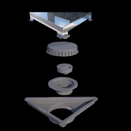 Ralo Triangular Vertex Tampa Inox Polida Linear Acessórios - Imagem principal - 134a949c-0013-4a1c-a299-f4c437d5d874