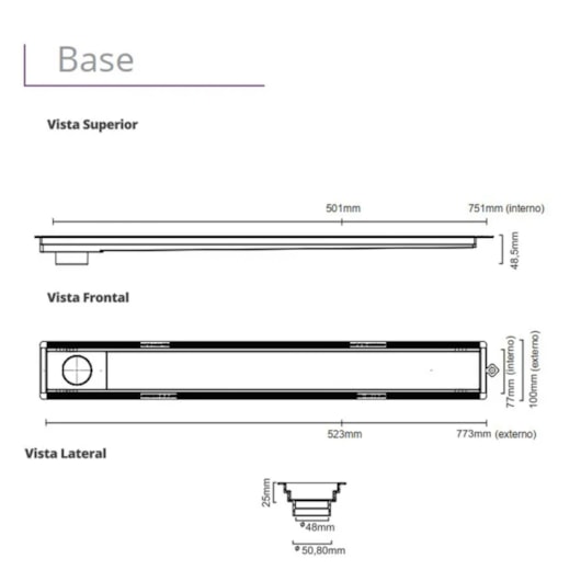 Ralo Versatile Tampa Inox Escovado Linear 75cm - Imagem principal - 7e3f1bfc-1ba4-4a08-a640-3a2d78adf6b4