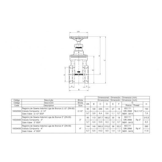 Registro De Gaveta Industrial 2.1/2