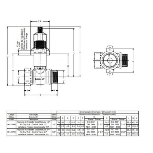 Registro De Pressão Predial Embutido 1/2