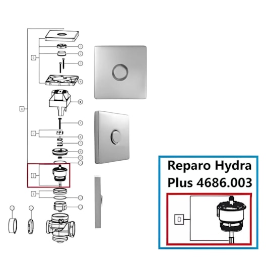 Reparo Válvula Plus E Slim Baixa Alta Pressão Deca - Imagem principal - 66928811-88ca-4471-b7b3-c8554c670733