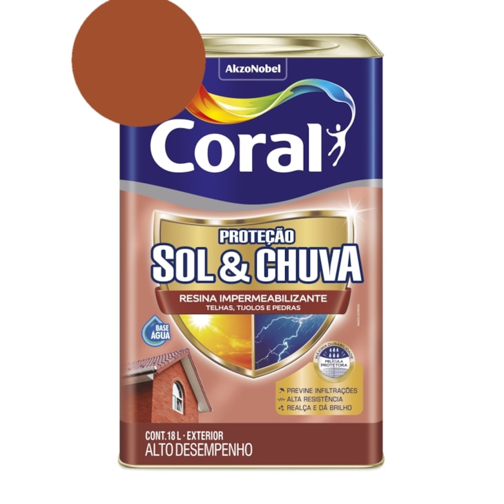 Resina Impermeabilizante Proteção Sol & Chuva Cerâmica Ônix Coral 18L