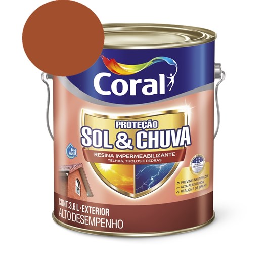 Resina Impermeabilizante Proteção Sol & Chuva Cerâmica Telha 3,6L Coral - Imagem principal - f70bc09d-02d6-4182-8ab1-2c790ca4e080