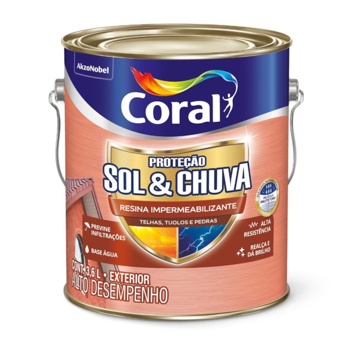 Resina Impermeabilizante Proteção Sol e Chuva Cinza Suave Coral 3,6L