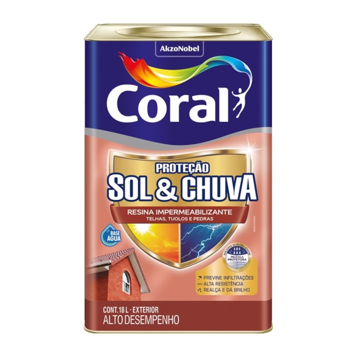 Resina Impermeabilizante Proteção Sol & Chuva Incolor Coral 18L