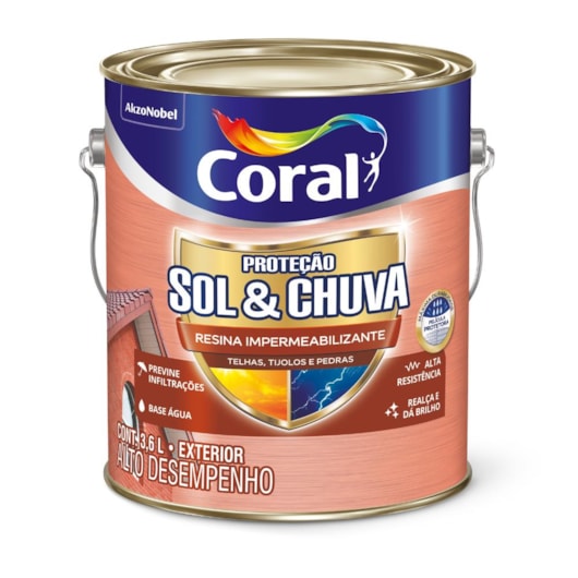 Resina Impermeabilizante Proteção Sol e Chuva Perola Claro Coral 3,6L - Imagem principal - 06e2694a-386a-44e9-b9c9-5f528b82b29f