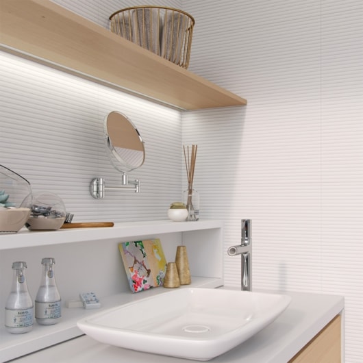 Revestimento Biancogres Rig Bianco 45x90cm Retificado - Imagem principal - c121cf3d-066e-4c1b-8cd2-e2c64ea4c202