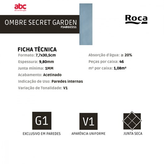 Revestimento Bold Ombre Secret Garden Cx C/ 1,08M Roca 7,7X30,5Cm