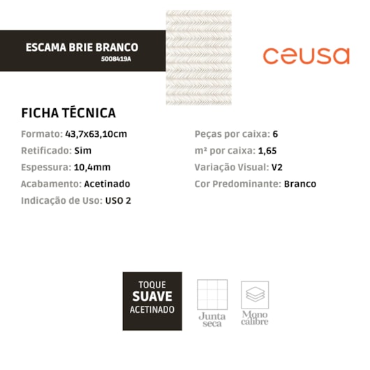 Revestimento Ceusa Escama Brie Acetinado 43,7x63,10cm Retificado - Imagem principal - b01157c1-0ba4-41df-9956-300c8f6f8835