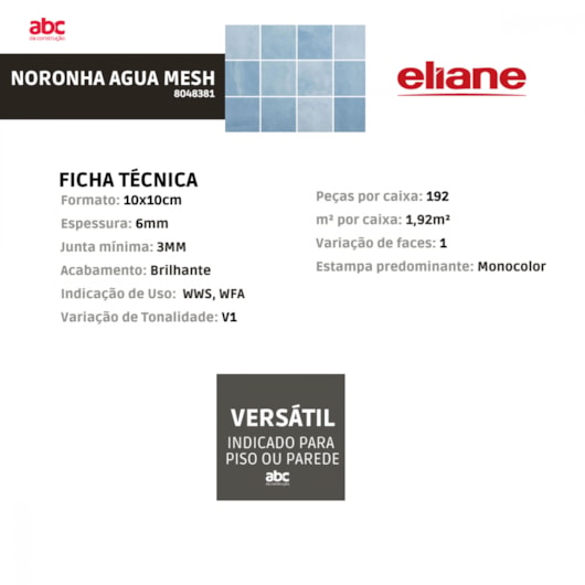 Revestimento Eliane Noronha Agua Mesh Brilhante 10x10cm - Imagem principal - 2892c965-0309-4de3-83aa-71f4bc544969