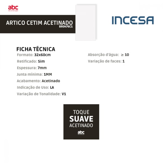 Revestimento Incesa Artico Cetim Acetinado Branco 32x60cm Retificado  - Imagem principal - 8c5ae241-07e4-45e3-8ac0-6050c4dd73a7