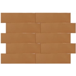 Revestimento Para Fachada Ceral Brick Color Coral Brilhante 7,5x25cm
