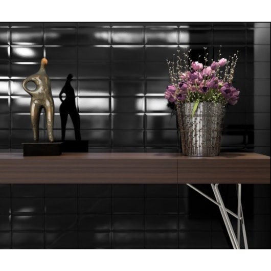 Revestimento Para Fachada Ceral Preto Brilhante 10x20cm - Imagem principal - 7338e10f-81b0-46e1-a430-a304a0880b15