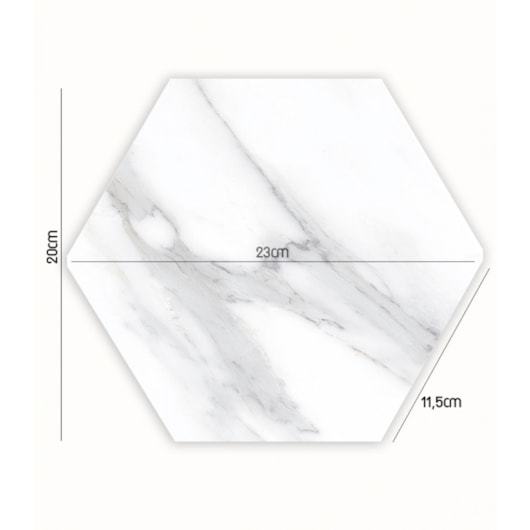 Revestimento Para Fachada Hexagonal Ceral Calacata Acetinado 11,5x11,5cm - Imagem principal - 73f33ab7-0dc1-420b-a619-1e8c1f8bc3d9