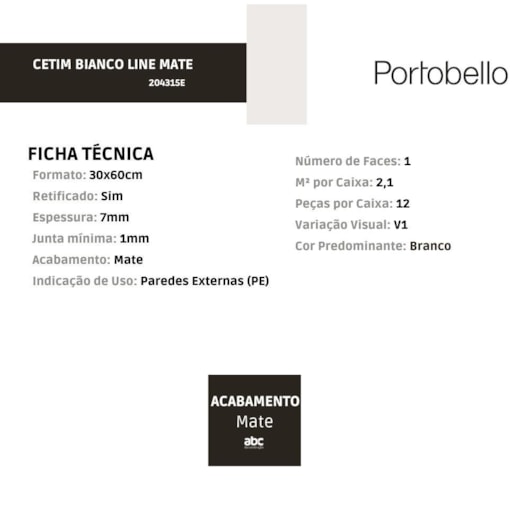 Revestimento Portobello Cetim Bianco Line 30x60cm Retificado - Imagem principal - 776078e8-bfeb-46d8-9306-3ceee2909819