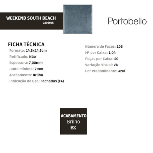 Revestimento Portobello Weekend South Beach Brilhante 14,5x14,5cm - Imagem principal - 2f6b1b7e-3900-4d57-a404-fcab290bd17c