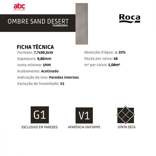 Revestimento Roca Ombre Sand Desert 7,7x30,5cm Bold  - Imagem principal - 810a3ab2-2b14-4f13-b1cc-1fce7156c8be