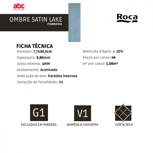 Revestimento Roca Ombre Satin Lake 7,7x30,5cm Bold - Imagem principal - b44f7ebe-9976-4b9b-a272-8fc92593a699