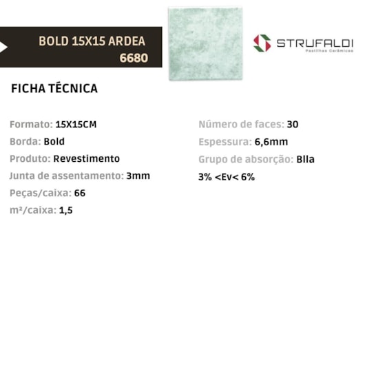 Revestimento Strufaldi Ardea 15x15cm Bold - Imagem principal - 2c738c82-3a71-43c8-a7d3-c8b73af8ca95