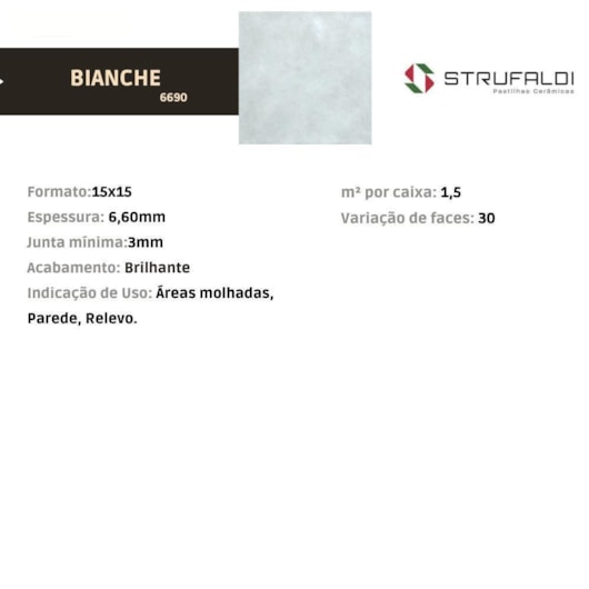 Revestimento Strufaldi Bianche 15x15cm Bold - Imagem principal - 6f909bfd-ce99-45e4-82f3-797b366b22d0