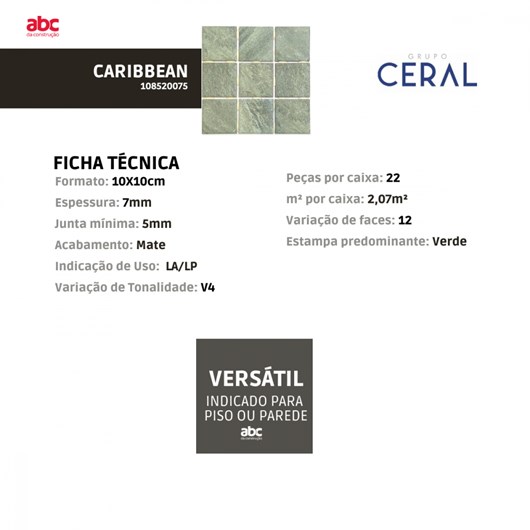 Revestimento Tel Caribbean Hd A Ceral 10x10cm - Imagem principal - a7eb4fb2-a96a-4850-979b-3f55282b89d2