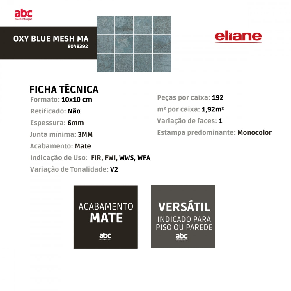 Revestimento Telado Eliane Oxy Blue Mesh Ma 10x10cm | ABC da