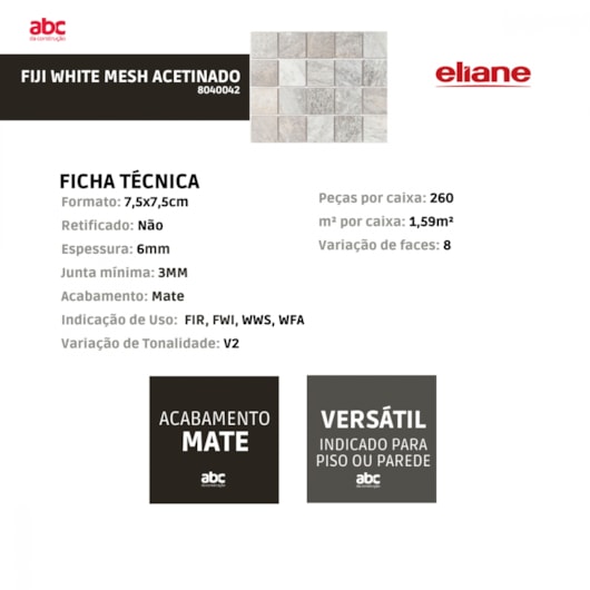 Revestimento Telado Eliane Para Fachada E Piscina Eliane Fiji White ...
