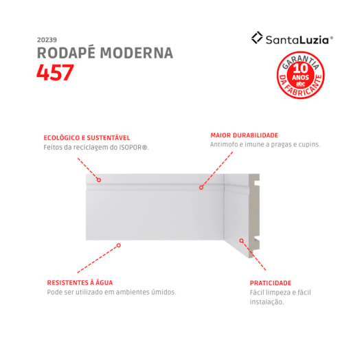 Rodapé Santa Luzia Moderna 457 Branco Com Friso 100x2400mm - Imagem principal - 4441a3d0-58dc-4cef-8703-2ab2c9b09246