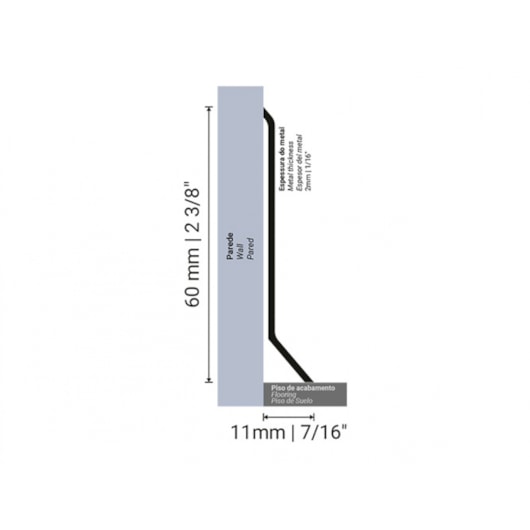 Rodapé Santa Luzia Neo Clinicus Anodizado 6x300cm - Imagem principal - 8af5a5f7-b254-4528-8d49-bd96d380d706