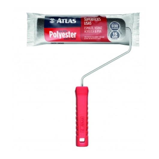 Rolo Espuma Cinza Com Cabo R406/15 Altura 10mm Epóxi e Resinas Superfícies Lisas 15cm Atlas - Imagem principal - 30f08580-0953-4038-8eea-9248df3a074f