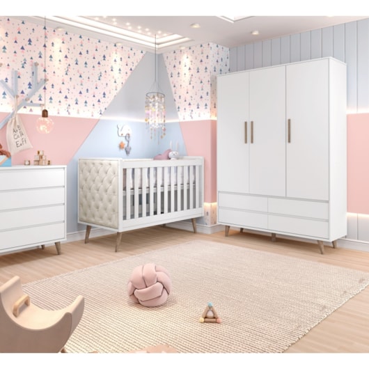 Roupeiro Lorena 3 Portas Branco Fosco Carolina Baby - Imagem principal - 37391a7a-5abd-4099-927d-98c9e563157d