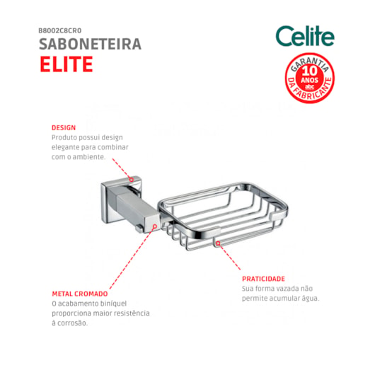 Saboneteira Elite Cromada Celite - Imagem principal - 1cbb54d2-1092-4ee9-b872-f694b90e8c32