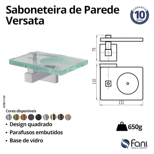 Saboneteira Versata 120 Cromado Fani - Imagem principal - e6064c43-4746-415b-9abf-f84150fbca3d