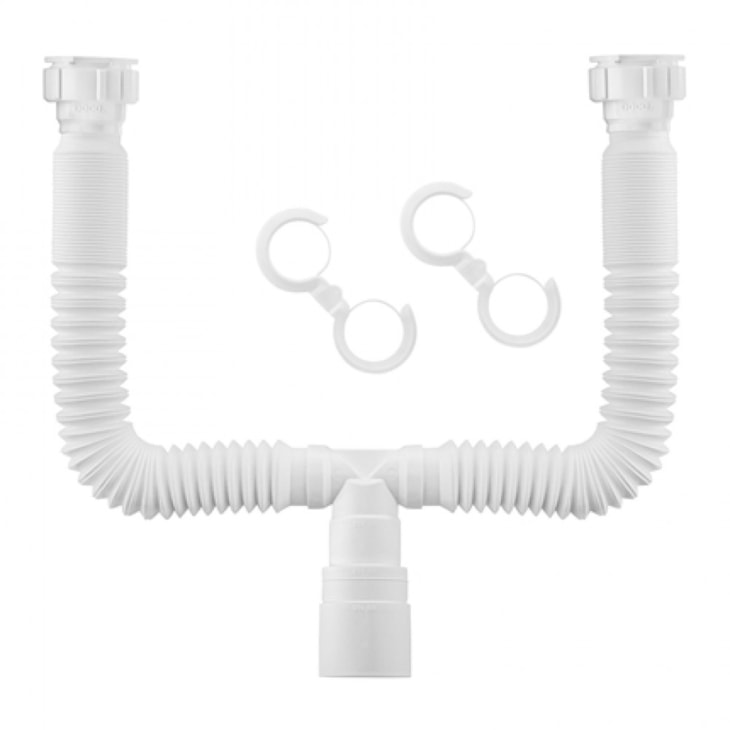 Sifão Extensível Universal Duplo Branco Docol