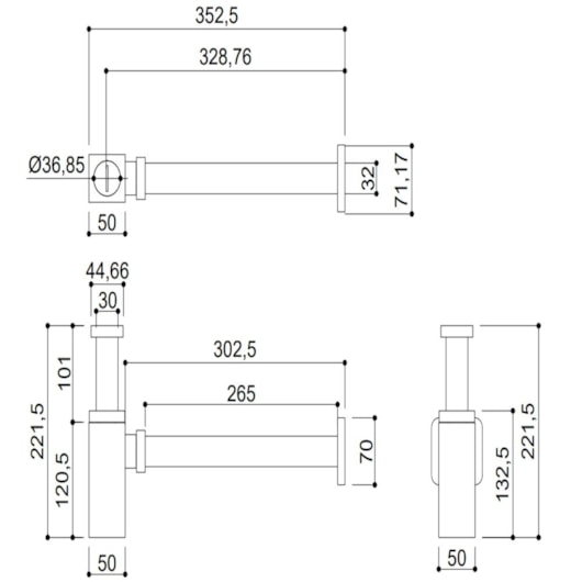 Sifao Quadrado Para Lavatório Rb300 1 1/4 Cromado Rubinettos - Imagem principal - 14893baa-b68b-4970-abaf-7262562512c3