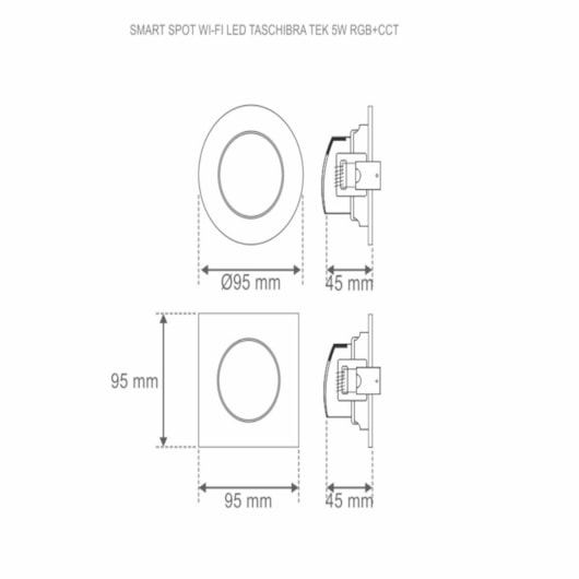Smart Spot Wi-Fi Led Quadrado Tek RGB+CCT Taschibra 5W - Imagem principal - 330b3a00-fe6c-41f6-b994-08e20126ee17