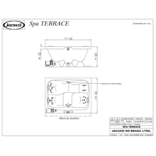 Spa 3 Lugares Mini Terrace Com Aquecedor 170x130x75cm Jacuzzi - Imagem principal - b97b16cc-92f6-4539-a905-c147e4bcd1aa