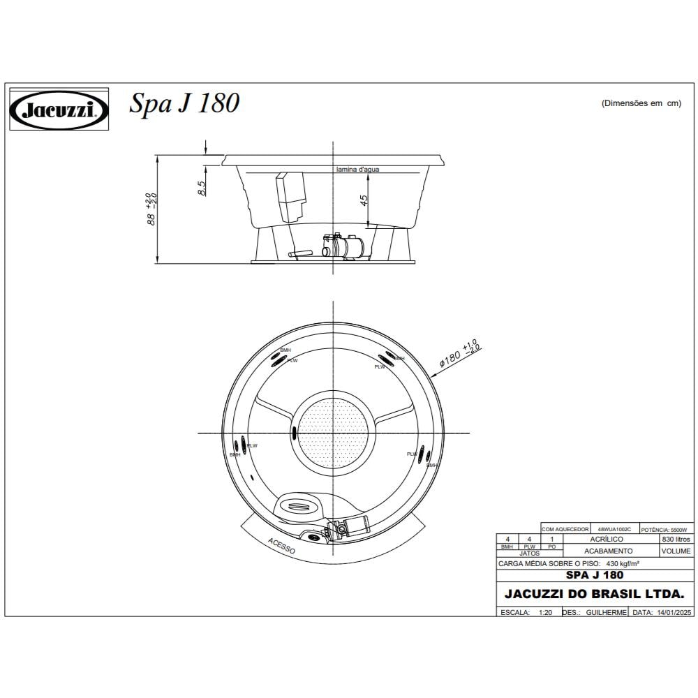 Spa 4 Lugares com Aquecedor J180 Jacuzzi 180x88cm | ABC da Construção